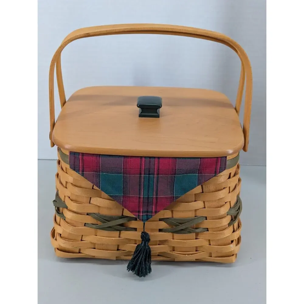 LONGABERGER 2000 DECK THE HALLS Basket Christmas Collection w/Inserts Green Knob